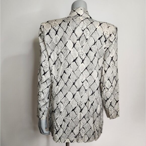 SOLD Vintage "Les Modes Jolibel" White Diamond 1 Button Blazer Plus Size 14 - Picture 6 of 13